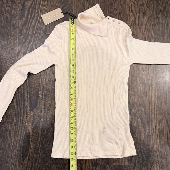 Burberry London Turtle Neck Sweater Women's M Beige Nova Check Ribbed NWT - Picture 6 of 9